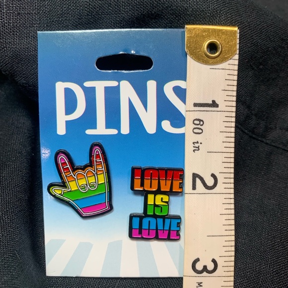 PINS (2) Rainbow Hand and Rainbow Love is Love LGBTQIA - Picture 4 of 4